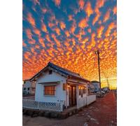 Sunset Diamond Art, Cottage 5D Diamond Painting Kits, DIY Cross Stitch Kits for Adults, Full Drill Crystal Art Pictures for Beginners, Autumn Decorations, Room Decor, Gifts for Women, 36x48in C-9553