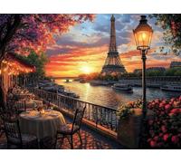 Sunset Diamond Art, Crafts for Adults 5D DIY Diamond Painting Iron Tower Canvas for Painting, Cross Stitch Kits for Adults, Arts And Crafts for Kids Gem Art Embroidery Kits, Room Decor, 80x100cm g-243