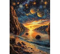 Sunset Diamond Art Kits Adults, 5D Diamond Painting Planet, DIY Full Drill Cross Stitch Embroidery Crystal Art Kits, Crafts for Adults, Paintings for Home Wall Decor, Gifts for Women 20x26in 4-5982