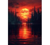 Sunset Diamond Art Kits Adults, 5D Diamond Painting River, DIY Adult Crafts, Full Drill Rhinestone Crystal Art and Crafts Picture, Mosaic Production, for Home Wall Decor Gifts 20x26in S-8863