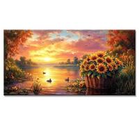 Sunset Diamond Art Kits Adults, 5D Flower Diamond Painting Kit with Accessories, DIY Full Drill Crystal Art Cross Stitch Embroidery Pictures, Gem Arts and Crafts for Kids Decor Gifts 35x70cm y-1511