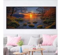 Sunset Diamond Art Kits Adults, 5D Large Diamond Painting Kits for Adults Flower, Full Drill Cross Stitch Embroidery Pictures Arts Paint by Number, Home Decor and Stress Relief 40 x 80 cm C-6099