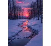 Sunset Diamond Art Kits Adults, Snow Scene Diamond Painting, Crystal Art Kits for Adults, DIY Round Full Drill Embroidery Cross Stitch Canvas Painting Crafts Pictures, Home Wall Decor, 90x120cm P-4714