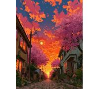 Sunset Diamond Art Kits Adults, Street View 5D DIY Diamond Painting for Adults, DIY Full Drill Crystal Art Gem Kits for Beginners, 5D Cross Stitch Embroidery Crafts Pictures, Wall Decor 60x90cm H-3128