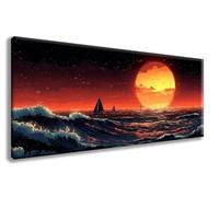 Sunset Diamond Art Kits, Sea Diamond Painting Kits for Adults Large 50x120inch, 5D Dimond Art Arts and Crafts for Adults DIY Rhinestones Embroidery for Beginner, Home Room Wall Decor, Gifts -zzg2508K9