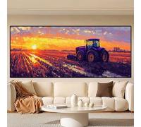 Sunset Diamond Art Painting, 5D Tractor Diamond Painting kit, Large 60x30cm/12x24in Dimond Art for Adults, DIY Crystal Art Gem Embroidery Crafts kits, Hobbies for Adults Women, Home Wall Decor 0R-360
