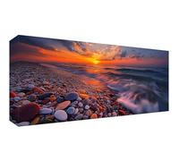 Sunset Diamond Art Painting, Waves Large Diamond Painting Kits for Adults, 5D DIY Full Drill Cross Stitch Crystal Arts Crafts Pictures Embroidery Kit, Gifts for Girls Home Wall Decor 24x12inch t-5232