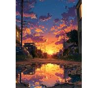 Sunset Diamond Art, Street View 5D DIY Diamond Painting Kits, 5D Full Drill Crystal Art Kits for Adults, DIY Adult Crafts, Cross Stitch Embroidery Crafts Pictures, Room Decor, Gifts, 24x36in 2-2965
