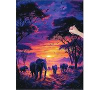 Sunset Diamond Painting Animal Diamond Art with Square Drill, 5D DIY Crystal Art Painting Rhinestone Cross Stitch Kit, Dimond Arts and Crafts for Adults Beginners, Autumn Room Decor 32x44 inch J-74