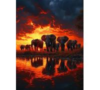 Sunset Diamond Painting Elephant Diamond Art Kits Adults Beginners DIY 5D Full Drill Square Gem Crystal Art Rhinestone Embroidery Paintings Crafts Picture Kits for Home Wall Decor Gift 80x110cm x1-10C