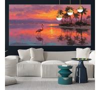 Sunset Diamond Painting Kits for Adults 140x70cm Diamond Art Flamingo Painting by Numbers for Children with Full Square Drill Accessories, Crystal Arts and Crafts Cross Stitch Pictures, Gifts y-w144