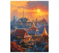 Sunset Diamond Painting Kits for Adults, 5D Full Drill Architecture Diamond Art Kits Adults/Beginners, DIY Crystal Art Painting Canvas Pictures Arts and Crafts, Home Wall Decor Gifts 35x47 inch L-Y416