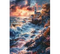 Sunset DIY 5D Diamond Art 100x135cm, Coastal Diamond Painting Kits, Square Full Drill Crystal Art Kits for Adults Beginners, DIY Cross Stitch Embroidery Crafts Pictures, for Home Wall Decor, B-1641
