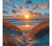 Sunset DIY Diamond Art Kits Adults, Diamond Painting for Wall Decor, Beach 5D Round Full Drill Crystal Art Kits, Cross Stitch Embroidery Crafts Pictures for Adults Beginners, Gifts, 20x20in C-4017