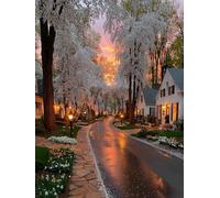 Sunset DIY Diamond Art, Street View 5D Diamond Painting Kits for Adults, 5D Full Drill Crystal Art Kits for Adults, DIY Cross Stitch Embroidery Crafts Pictures, Home Wall Decor, Gifts, 50x70cm P-4788