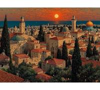 Sunset DIY Paint by Numbers for Adults, Architecture Painting by Numbers Kits for Beginners, Adults Painting Kits with Acrylic Paint Brushes, DIY Crafts Canvas Kits, Gifts Home Decor, 54x40in M-4763