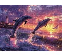 Sunset Dolphin Puzzle - 3000 Piece Jigsaw Puzzles for Adults - The Back Features Printed Letter Guides - The Pieces fit Together Snugly - Wooden Puzzles for Adults - Gifts Man 48.0 X 31.9 Inch s7h-611