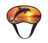 Sunset Dolphin Sleep Mask for Side Sleeper, Blackout Sleeping Eye Mask, Soft Breathable Eye Cover for Women Men Travel Eyeshade, Relaxing Zero Pressure Night Blindfold