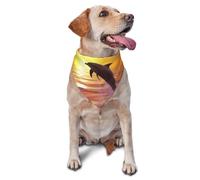Sunset Dolphins Dog Bandana Pet Scarf Accessories for Small Medium Dogs Cats Photo Prop, Triangle Pet Bandanas Adjustable Puppy Bib Washable Dog Kerchief Puppy Neckerchief