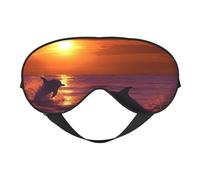Sunset Dolphins Eyes Sleep Mask Adjustable Strap Sleeping Eye Mask Light Blocking Blindfold Eye Sleep Shade Cover Bedtime Blackout Eyeshade for Yoga Nap Travel