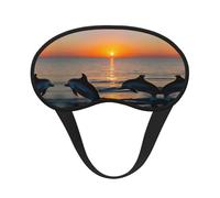 Sunset Dolphins Print Blackout Sleep Mask - Side Sleeper Eye Cover, Soft Comfort, Perfect for Travel, Meditation