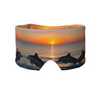 Sunset Dolphins Print Sleep Eye and Ear Muffs Mask - Adjustable Yoga Travel Headband, Keep Warm Shading Comfortable Aid