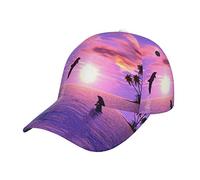 Sunset Dolphins Print Stylish Curved Brim Baseball Cap - Fashionable Full-Print Hat, Comfortable & Breathable - Perfect for Daily Wear, Outdoor Sports, and Travel Black