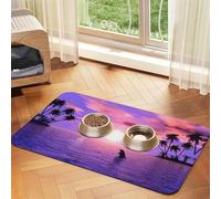 Sunset Dolphins Printed Pet Bowl Mats, Non-Slip And Tasteless Dog And Cat Feeding Mats