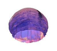 Sunset Dolphins,Shower Cap Nightcap Double Layer Waterproof Elastic Bath Cap Reusable Hair Cap