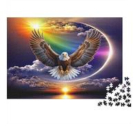 Sunset Eagle 1000 Piece Jigsaw Puzzle for Adults Thick Paper Brain Teaser Rainbow Bird Puzzle Home Wall Decor 38x26cm/1000pcs