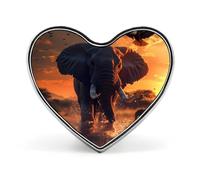 Sunset Elephant (1) Badge Heart Shape Cute Brooch Pins Button Badges for Backpack Jackets Hats Decor