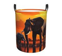 Sunset Elephant Laundry Basket Hamper Large Kids Storage Basket Toy Organizer Bins For College Dorms, Boys Girls Baby Bedroom,Bathroom