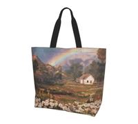 Sunset farm Printed Tote Bag - Shoulder Bag - Suitable for Travel, Yoga, Beach, Commute, Shopping - Gift for Men and Women