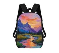 Sunset Field Streams Landscape Classic Mens Backpack Womens 17 Inch Shoulder Bag