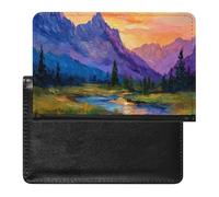 Sunset Field Streams Landscape Trendy Passport Holder Credit Card Cover Travel Essentials Wallet