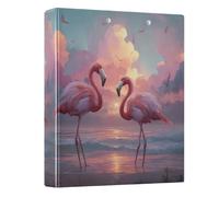Sunset Flamingos 3 Ring Binders 1.5 Inch Clear View Three Ring Binders Versatile Binder Fits 200 Sheets 1 Pack