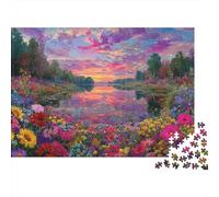 Sunset Flower Landscape 1000pc Jigsaw Puzzle for Seniors Brain Teaser After-school Puzzle Activity Mind Relaxation Sturdy Paper 70x50cm/1000pcs