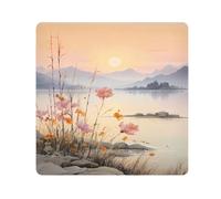 Sunset Flowers Sea Mountain Camera Wrap Cloth, Squares Magic Self-Adhesive Cloth for Lens Camera Anti-Scratch Lens Protector Makeup Wrap Cloth Bag 21.7" x 21.7"