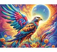 Sunset Flying Bald Eagle 1000-piece Jigsaw Puzzle Bundle Colorful Fantasy Wildlife Family Puzzle Lovers Brain Training Mindful Activity Spring Paperboard Creativity & Gift Giving 1000 PCS/75x50cm