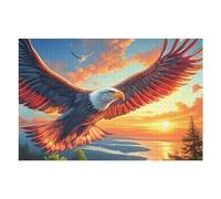 Sunset Flying Bald Eagle 1000 Piece Jigsaw Puzzle for Adults Wildlife Jigsaw Living Room Decor Highlight Brainteaser Perfect Holiday Present Relaxation Tool 1000 PCS