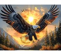 Sunset Flying Bald Eagle 500 Piece Complete Jigsaw Puzzle Set Fantastic Beasts Teens Beginners Educational Challenge Puzzle Fans Group Play Anniversary Fathers Thick Cardboard 500 PCS