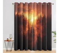 Sunset Forest Curtains 46 x 90 Inch 2 Panels, 95% Blackout, Natural Scenery Orange Curtains for Bedroom, Living Room, Home Decor, Thermal Insulated Eyelet Window Drapes QCN267