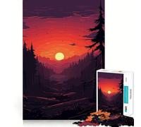 Sunset Forest Landscape 1000 Pieces Jigsaws Adults Puzzles Mind Exercise Toy Shared Fun Precision Cut Art Display 38x52cm