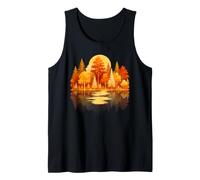 Sunset Forest Landscape Autumn Moon Reflection Fall Tank Top