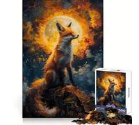 Sunset Fox Painting Jigsaw Puzzles 1000 Piece for Teenagers Enhance Memory Leisure Time Solid Cut Santa Wish Item 38x26cm