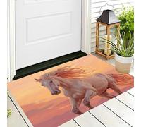 Sunset Galloping Horses Doormats Inside Washable Non-slip 50 x 80 cm Retro Animal Realism Door Mat Indoor Outdoor Dirt Resist Entrance Mat Rug Low Profile Floor Mats for Front Door Kitchen Bedroom