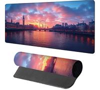 Sunset Gaming Mouse Mat 1600x800x3mm, Mouse Pad Large London, Desk Mat with Stitched Edge, Mousepad with Non-Slip Rubber Base, Office Accessories, Keyboard Pad, for Gifts, Gaming, Desk Office, 2-9152