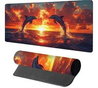 Sunset Gaming Mouse Mat 800x400x3mm, Mouse Pad Large Dolphin, Desk Mat with Stitched Edge, Mousepad with Non-Slip Rubber Base, Office Accessories, Keyboard Pad, for Gifts, Gaming, Desk Office, 3-2829
