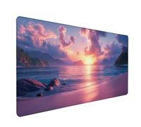 Sunset Gaming Mouse Mat, Sea View Mouse Pad Large 24x12in, Desk Mat with Non-Slip Rubber Base, Gaming Accessories, Stitched Edge Design XL Mousepad, Desk Pad, for Office, Computer Accessories, T-1882