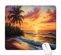 Sunset Gaming Mouse Pad, Coconut Trees Mouse Pad 400x300x3mm Mousepad Small Size Stitched Edge, Waterproof Non-Slip Mousemat Improves Accuracy and Speed, Desk Mat Laptop for Office and Home D-657